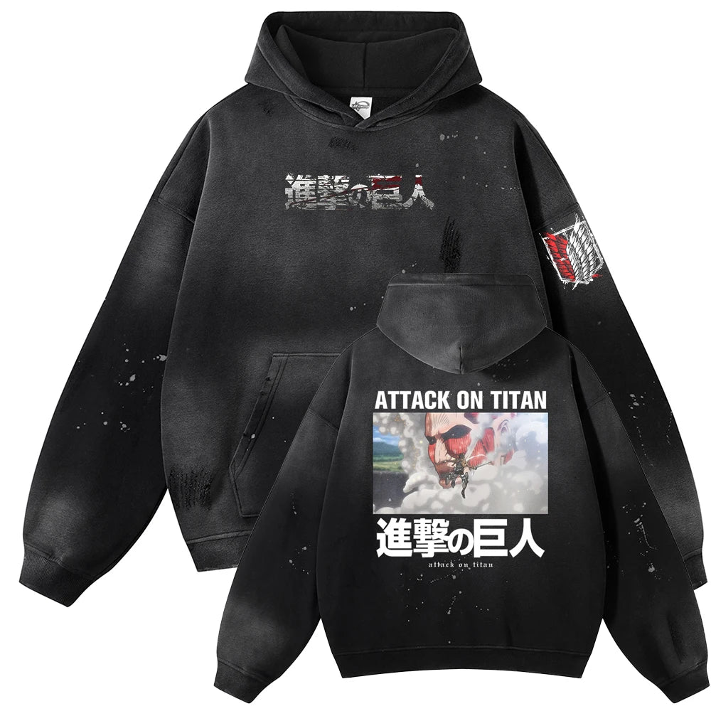 Anime Attack on Titan Battle Hoodie Vintage Oversized