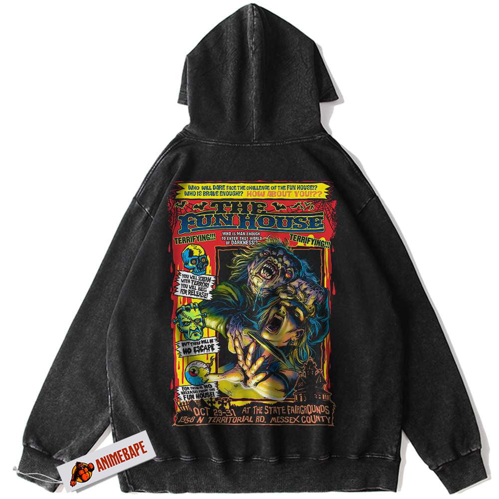 Halloween Vintage Horror Funhouse Hoodie for Men and Women